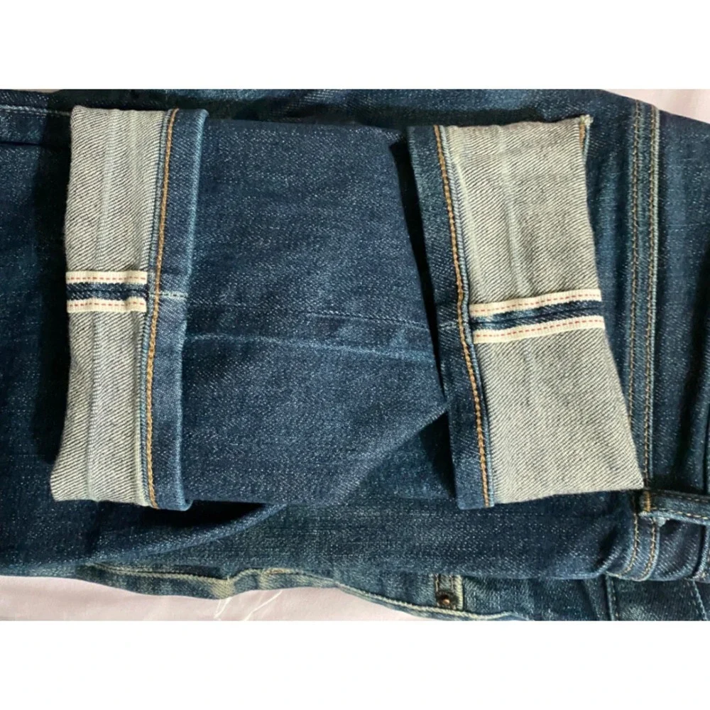 Uniqlo Jeans 31x30 Selvedge Slim Straight Vintage Wash Stretch Blue Denim Japan